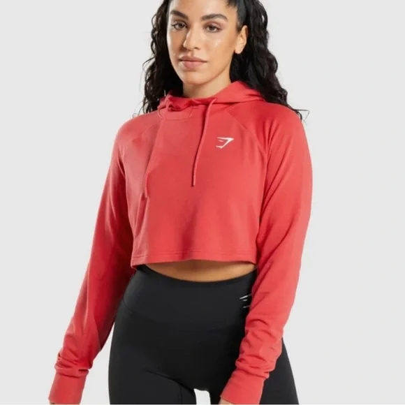Gymshark Tops Nwot Gymshark Training Cropped Hoodie Red Size S Poshmark